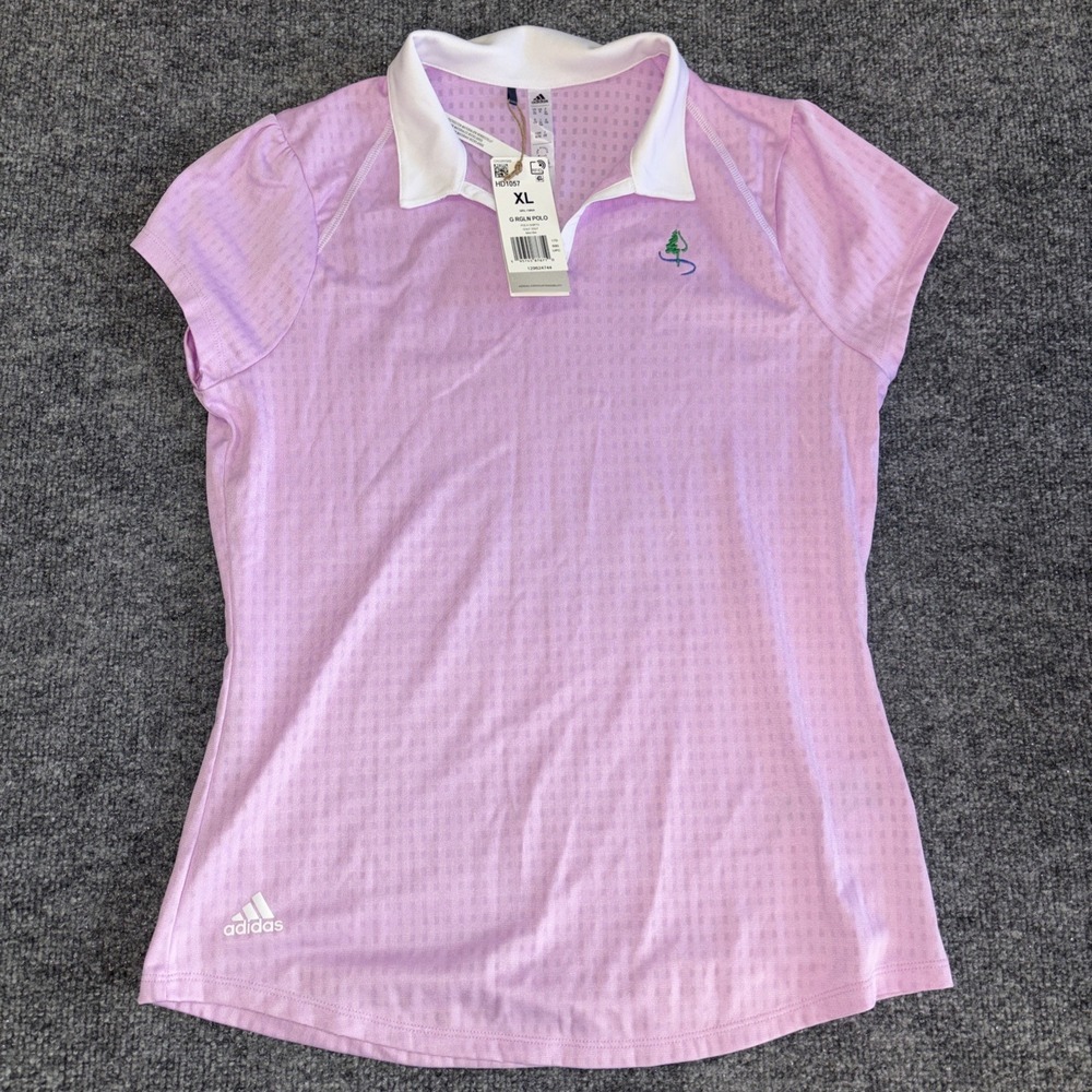 Adidas Girls Golf Polo Shirt XL Bliss Lilac Raglan Short Sleeve HD1057 New